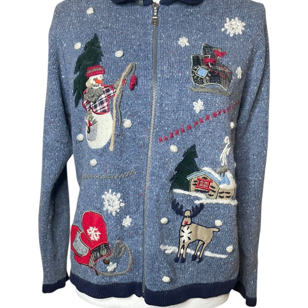 Victoria Jones Petite Large Holiday Knit Sweater Ugly Cute Vintage Christmas